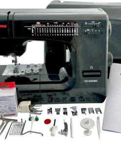 Janome HD-5000 Black Edition Heavy-Duty Sewing Machine with Aluminum Body, 18 Stitches, Free Arm, and Built-In Needle Threader