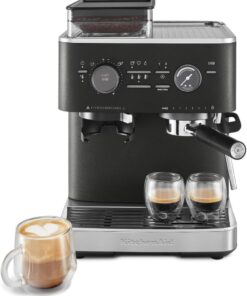 KitchenAid Semi Automatic Espresso Machine with Burr Grinder, 2.5L, Cast Iron Black, KES6551BK