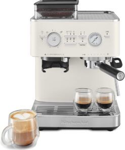 KitchenAid Semi Automatic Espresso Machine with Burr Grinder, 2.5L, KES6551PL, Porcelain White