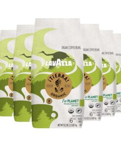 Lavazza ¡Tierra Organic for Planet Whole Bean Coffee, Light Roast, 100% Arabica, 2.2 lb Bag (Pack of 6)