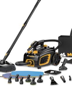 McCulloch Canister Steam Cleaner MC1375, 90 Minute Runtime, 20 Accessories, Jet Nozzle, Brushes, & More - Steam Cleaner for Home, Tile, Carpet, Furniture, & Personal Car Detailing