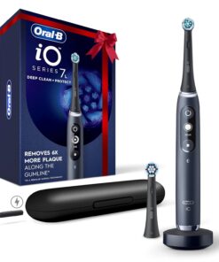 Oral-B iO Deep Clean + Protect Rechargeable Electric Toothbrush, Black, iO Series 7, 2 Replacement Brush Heads, Charging Travel Case