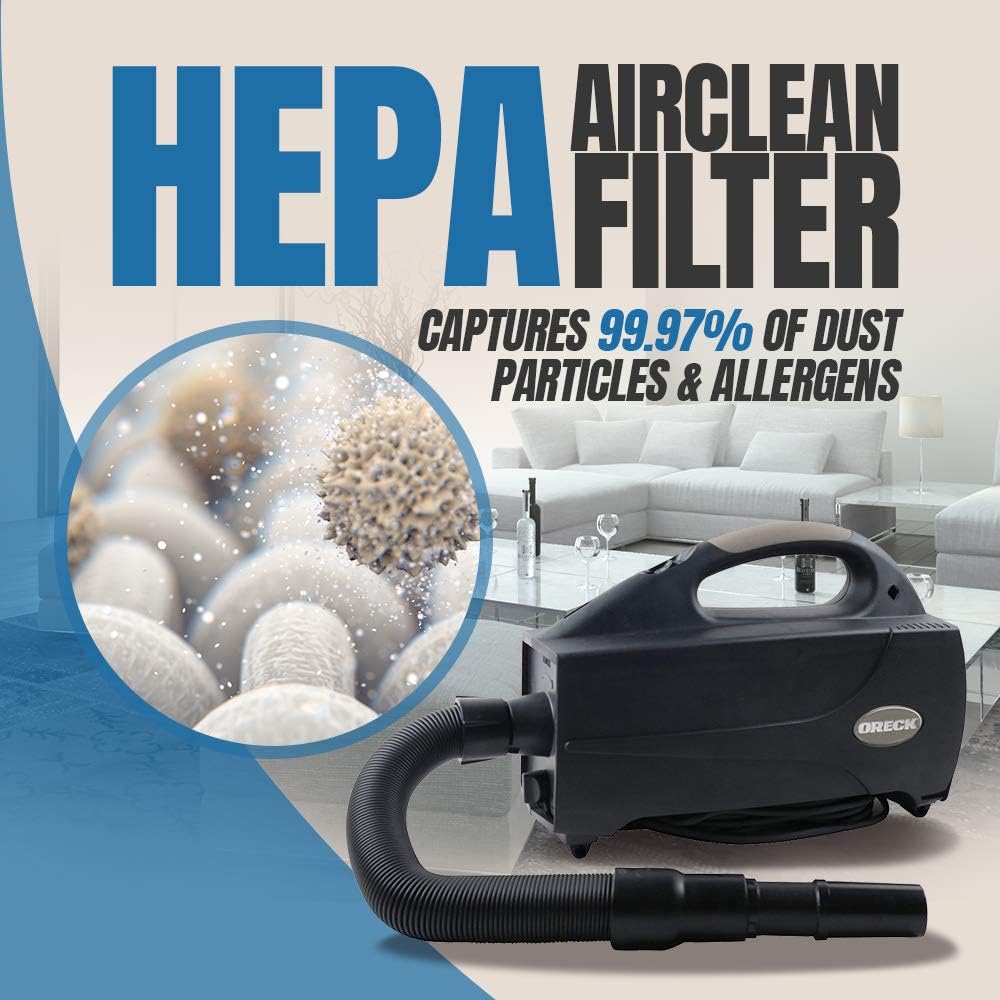 Oreck Compact Canister Vacuum Cleaner, Portable Handheld Vacuum for Carpet and Hard Floors, Lightweight, Powerful Suction with Versatile Tools, Corded Canister Vacuum Cleaners for Home Use26 Oreck Compact Canister Vacuum Cleaner, Portable Handheld Vacuum for Carpet and Hard Floors, Lightweight, Powerful Suction with Versatile Tools, Corded Canister Vacuum Cleaners for Home Use
