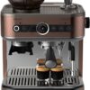 PHILIPS Barista Brew Semi Automatic Espresso Machine - Single & Double Espresso + Americano Button, 280g Dual Bean Container, Intuitive Guidance, Calibrated Tamping, Metal Cappuccino (PSA3228/41)