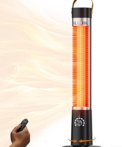 Patio Heater for Outdoor Use, Infrared Electric Outdoor Heater, 1500W Instant Heating, 60-Degree Oscillation, 9 Heat Levels, 9H Timer, Remote, for Garage, Backyard, Large Room, Indoor, 32.2”, Jet