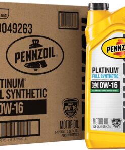 Pennzoil 550049263-3PK Platinum Full Synthetic 0W-16 Motor Oil (5-Quart, Case of 3)
