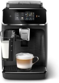 Philips 2300 Series Fully Automatic Espresso Machine with LatteGo milk system and integrated grinder, 4 Coffee Pre-Sets & Hot Water, 40% Quieter SilentBrew, 15-Bar Pressure, Matte Black (EP2330/10)