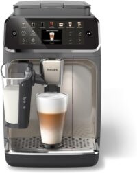 Philips 4400 Series Fully Automatic Espresso Machine, LatteGo Milk System, Integrated Grinder, 12 Hot & Iced Coffee Pre-Sets, Quick Start, SilentBrew, 15-Bar Pressure, Black Chrome (EP4444 90)