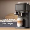 Philips Baristina Espresso Machine+Milk Frother Bundle. Real espresso. Compact coffee machine, portafilter, grinder, Cafe Crema. Dairy & Non-Dairy Milk foam​. Hot & Cold. Easy Clean. Black (BAR303/60)