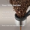 Philips Baristina Espresso Machine+Milk Frother Bundle. Real espresso. Compact coffee machine, portafilter, grinder, Cafe Crema. Dairy & Non-Dairy Milk foam​. Hot & Cold. Easy Clean. Black (BAR303/60)