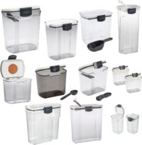 Progressive ProKeeper Baker's Airtight Kitchen Storage Canister Container Set for Flour, Sugar & More, Keeps Ingredients Fresh, with Accessories (Multicolor, 13- Piece)