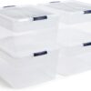 Rubbermaid Cleverstore 74 Qt Clear Storage Bins with Lids and Nesting Tray, 4-Pack, Stackable, BPA-Free, Made in USA