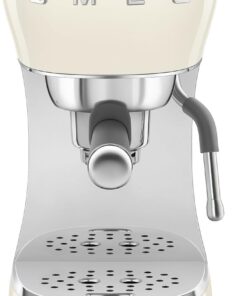 Smeg ECF02 Italian Espresso Machine – Manual 15-Bar Coffee Maker, Made in Italy – Retro Design with Steam Wand (Cream)