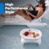 Step2 Vero Side Table with Serving Tray, Outdoor/Indoor Waterproof Patio Furniture, Use in Pools Up to 9" Water or Poolside Ledge, Made of Durable Plastic, Integrated Weight System, White
