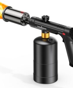 ThermoMaven Propane Torch with One-Touch Max Fire, Cooking Blow Torch Gun with Safety Lock, Charcoal Lighter, Flame Thrower, Gas Welding Kit Kitchen Food Torch Head for Grill, Sous Vide, BBQ, Black