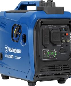 Westinghouse 2550 Peak Watt Super Quiet & Lightweight Portable Inverter Generator, RV Ready 30A Outlet, Gas Powered, Parallel Capable, Long Run Time,Blue