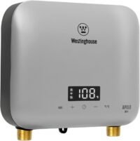Westinghouse Apolo Mini 8kW Tankless Water Heater Electric, 240V Instant Hot Water, Smart WiFi Control, Compatible with Alexa & Google Home, Gray