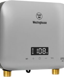 Westinghouse Apolo Mini 8kW Tankless Water Heater Electric, 240V Instant Hot Water, Smart WiFi Control, Compatible with Alexa & Google Home, Gray