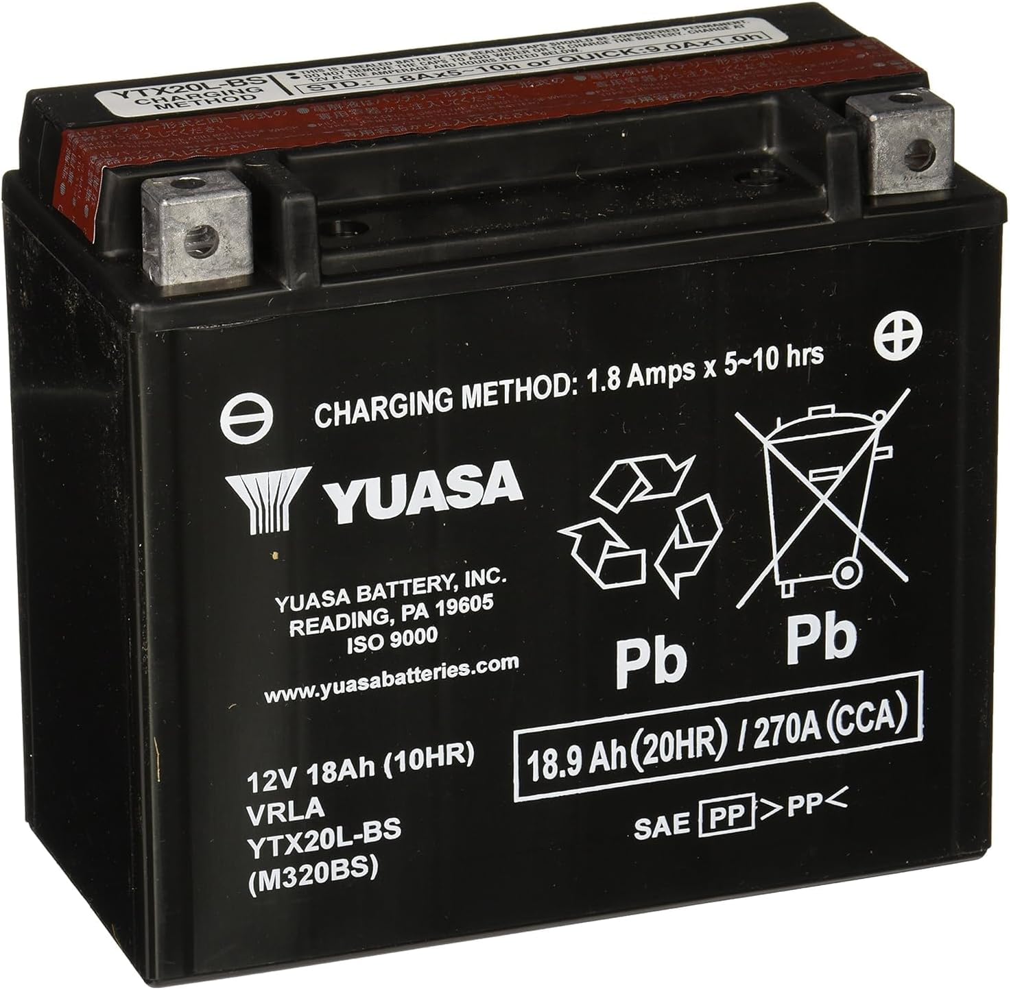 Yuasa YUAM320BS YTX20L-BS Maintenance Free AGM Battery with Acid pack Yuasa YUAM320BS YTX20L-BS Maintenance Free AGM Battery with Acid pack