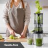 AMZCHEF Cold Press Juicer, Juicers Machines - 5.4" Large Feed Chute for Whole Fruits & Vegetables, Stainless Steel Slow Masticating Juice Easy to Clean, Large Auger, Triple Strainers