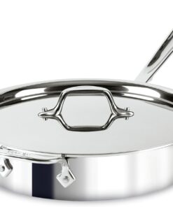 All-Clad D3 3-Ply Stainless Steel Sauté Pan with Lid & Handle 3 Quart, Induction, Oven Broiler Safe 600F, Multi-Cooktop, Deep Frying Pan, Everyday Pan, Skillet, Pots and Pans, Cookware, Kitchen Silver