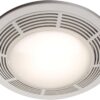 Broan-NuTone 750 Round Fan and Light Combo for Bathroom and Home, White Grille with Glass Lens, 100-Watts, 3.5 Sones, 100 CFM