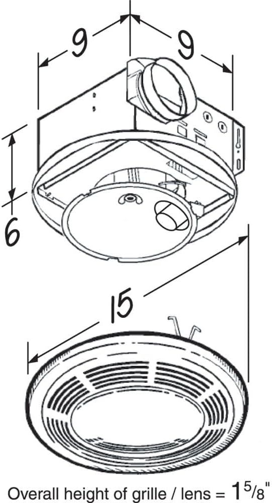 Broan-NuTone 750 Round Fan and Light Combo for Bathroom and Home, White Grille with Glass Lens, 100-Watts, 3.5 Sones, 100 CFM Broan-NuTone 750 Round Fan and Light Combo for Bathroom and Home, White Grille with Glass Lens, 100-Watts, 3.5 Sones, 100 CFM - Image 2