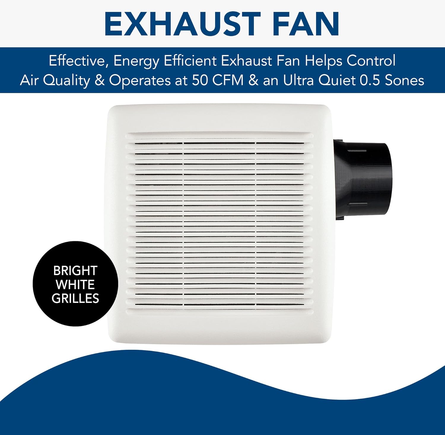 Broan-NuTone AE50 Ventilation Fan with Roomside Installation, ENERGY STAR Certified, Ceiling or Wall Mount, 50 CFM, 0.5 Sones, White Broan-NuTone AE50 Ventilation Fan with Roomside Installation, ENERGY STAR Certified, Ceiling or Wall Mount, 50 CFM, 0.5 Sones, White - Image 2
