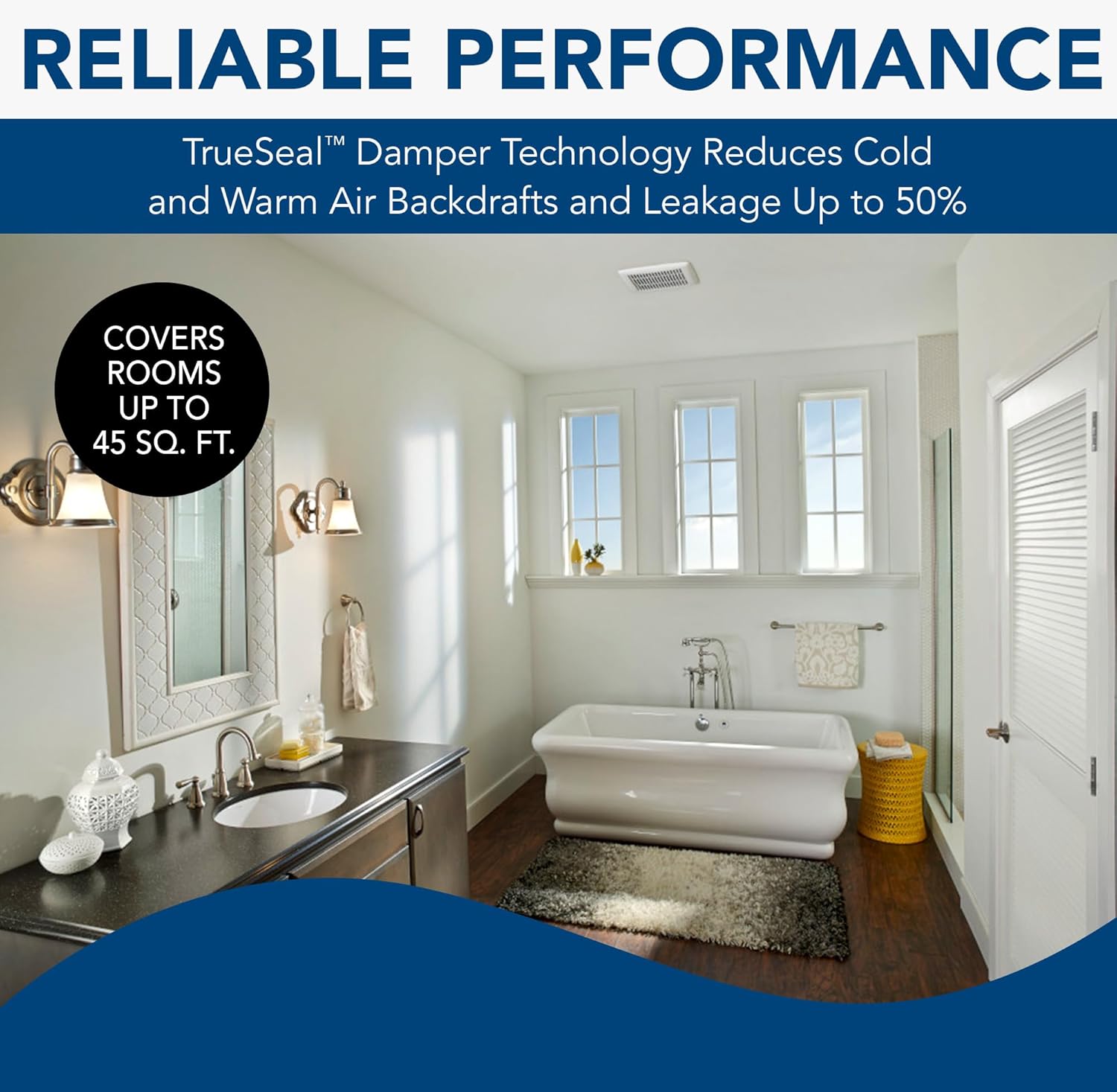 Broan-NuTone AE50 Ventilation Fan with Roomside Installation, ENERGY STAR Certified, Ceiling or Wall Mount, 50 CFM, 0.5 Sones, White Broan-NuTone AE50 Ventilation Fan with Roomside Installation, ENERGY STAR Certified, Ceiling or Wall Mount, 50 CFM, 0.5 Sones, White - Image 3