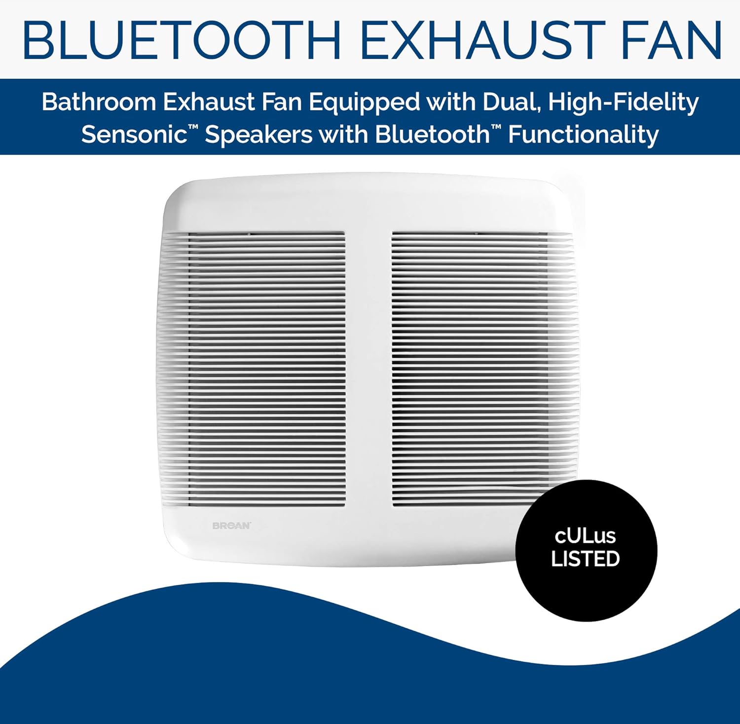 Broan-NuTone SPK110 Bluetooth Speaker Ventilation Fan, ENERGY STAR Certified, 110 CFM, 1.0 Sones, White Broan-NuTone SPK110 Bluetooth Speaker Ventilation Fan, ENERGY STAR Certified, 110 CFM, 1.0 Sones, White - Image 2