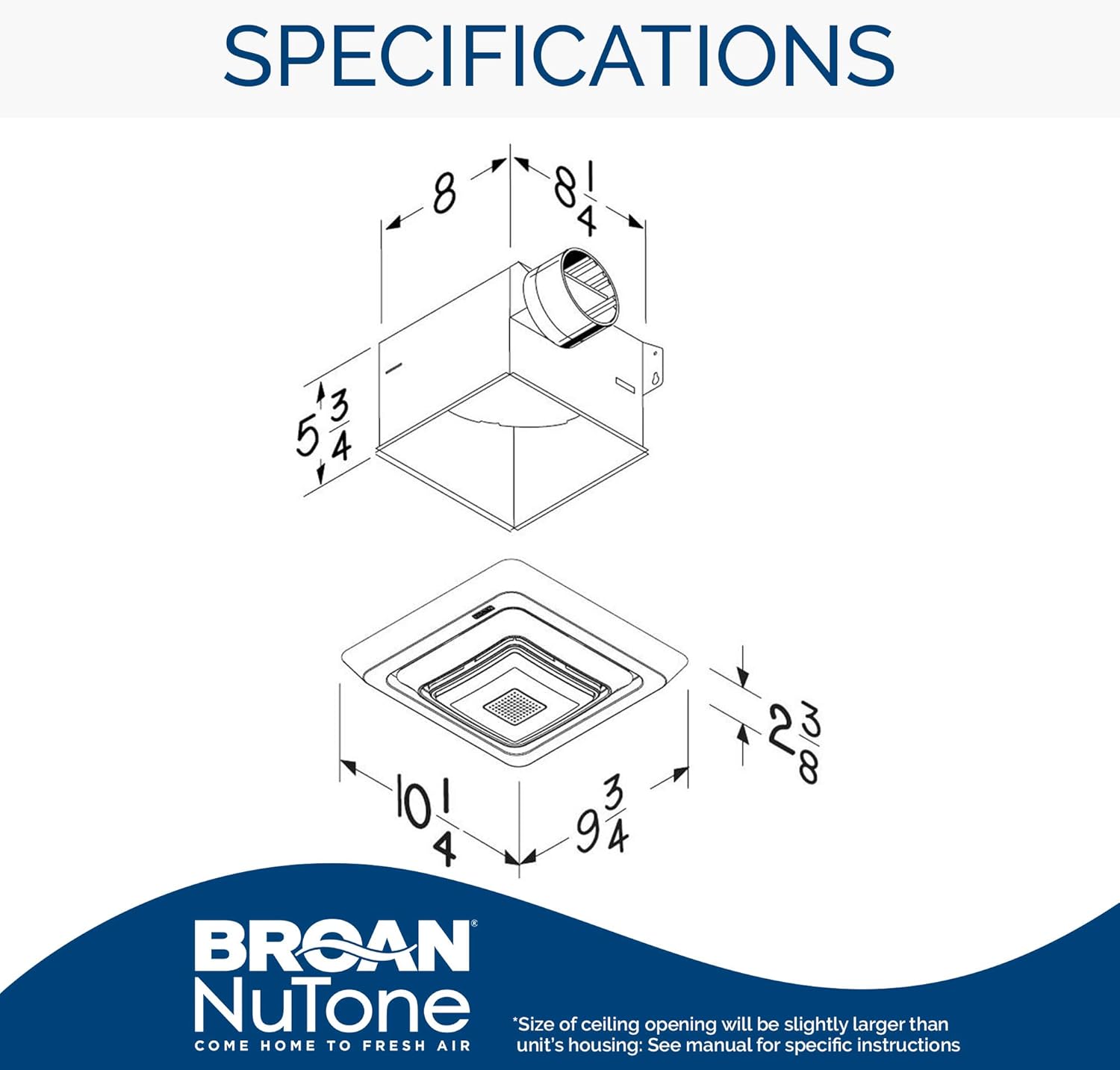Broan-NuTone SPK80L Bluetooth Speaker Ventilation Fan with LED Light, 80 CFM, 2.5 Sones, White Broan-NuTone SPK80L Bluetooth Speaker Ventilation Fan with LED Light, 80 CFM, 2.5 Sones, White - Image 2