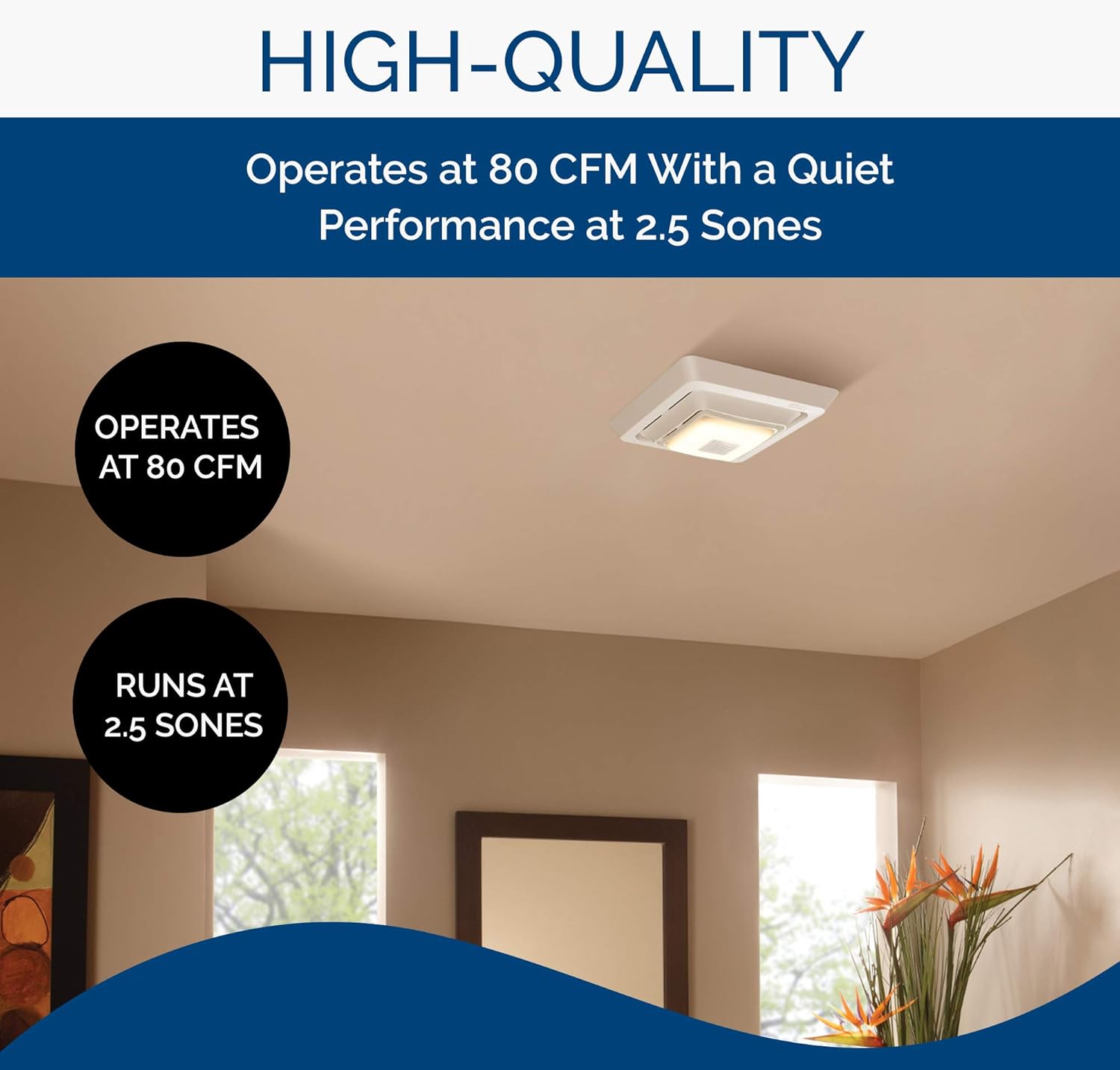Broan-NuTone SPK80L Bluetooth Speaker Ventilation Fan with LED Light, 80 CFM, 2.5 Sones, White Broan-NuTone SPK80L Bluetooth Speaker Ventilation Fan with LED Light, 80 CFM, 2.5 Sones, White - Image 5