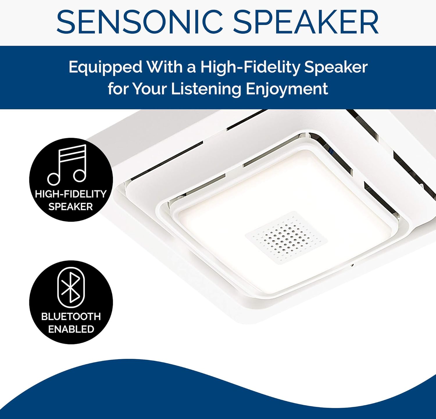 Broan-NuTone SPK80L Bluetooth Speaker Ventilation Fan with LED Light, 80 CFM, 2.5 Sones, White Broan-NuTone SPK80L Bluetooth Speaker Ventilation Fan with LED Light, 80 CFM, 2.5 Sones, White - Image 4