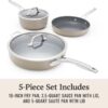 Calphalon® Premier Ceramic Nonstick 5-Piece Cookware Set, Mushroom Grey Calphalon® Premier Ceramic Nonstick 5-Piece Cookware Set, Mushroom Grey