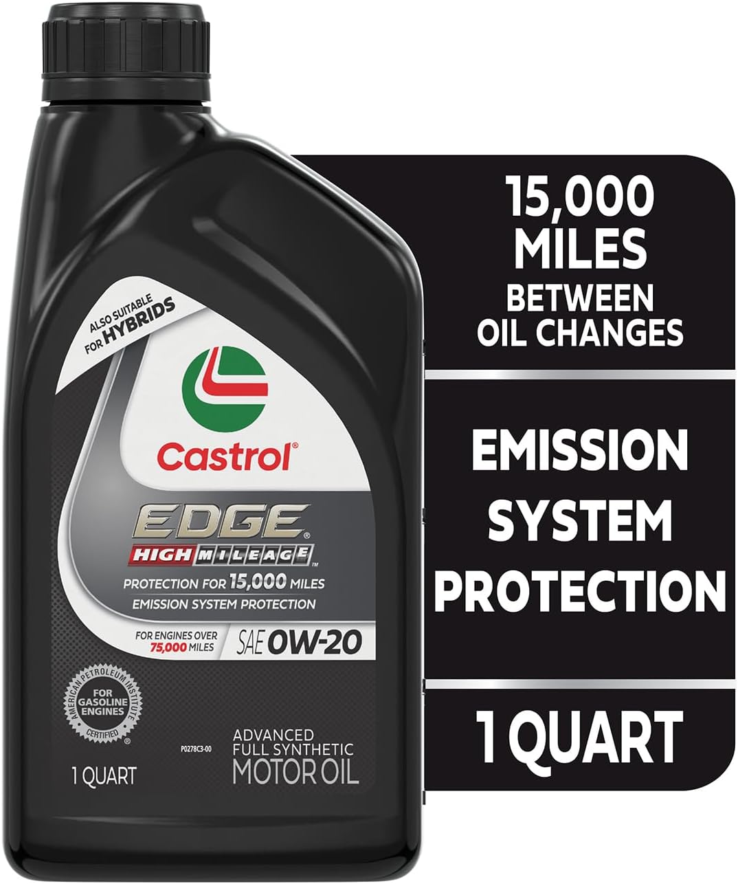 Castrol EDGE High Mileage 0W-20 Advanced Full Synthetic Motor Oil, 1 Quart, Pack of 61 Castrol EDGE High Mileage 0W-20 Advanced Full Synthetic Motor Oil, 1 Quart, Pack of 6