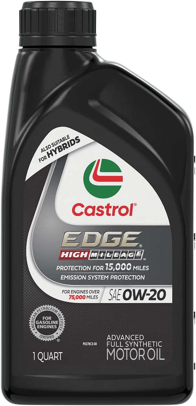 Castrol EDGE High Mileage 0W-20 Advanced Full Synthetic Motor Oil, 1 Quart, Pack of 63 Castrol EDGE High Mileage 0W-20 Advanced Full Synthetic Motor Oil, 1 Quart, Pack of 6