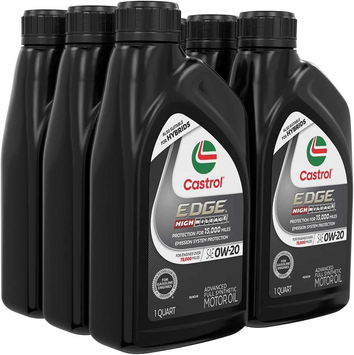 Castrol EDGE High Mileage 0W-20 Advanced Full Synthetic Motor Oil, 1 Quart, Pack of 66 Castrol EDGE High Mileage 0W-20 Advanced Full Synthetic Motor Oil, 1 Quart, Pack of 6