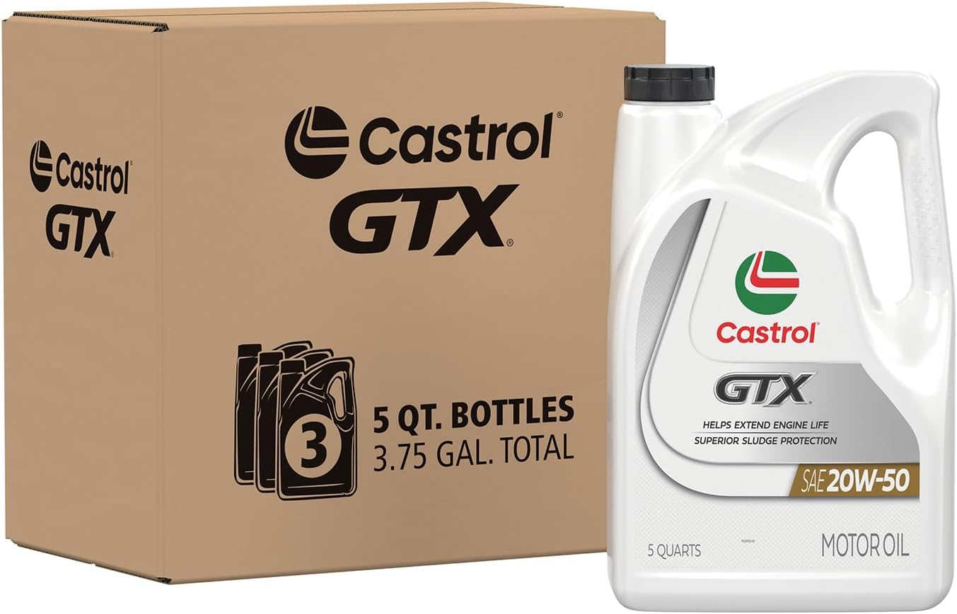 Castrol GTX 20W-50 Conventional Motor Oil, 5 Quarts, Pack of 3 Castrol GTX 20W-50 Conventional Motor Oil, 5 Quarts, Pack of 3