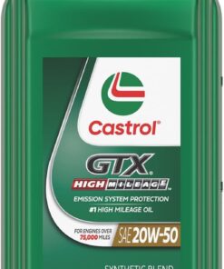 Castrol GTX High Mileage 20W-50 Synthetic Blend Motor Oil, 1 Quart, Pack of 6