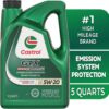 Castrol GTX High Mileage 5W-20 Synthetic Blend Motor Oil, 5 Quarts, Pack of 3