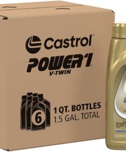 Castrol Power1 V-Twin 20W-50 Full Synthetic Motorcycle Oil, 1 Quart, Pack of 6