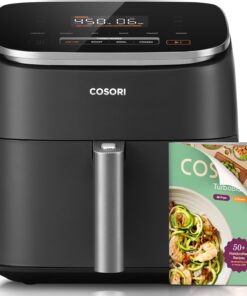 Cosori 9-in-1 TurboBlaze Air Fryer 6 Qt, Premium Ceramic Coating, 90°–450°F, Precise Heating for Even Results, Air Fry, Roast, Bake, Broil, Dry, Frozen, Proof, Reheat, Keep Warm, 120V, Dark Gray
