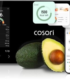Cosori Smart Food Kitchen Scale with Nutritional Calculator, Free App for AI Scan, Calorie & Macro Tracking, Food Preload, On-Screen Nutrient Info, Personal Goals, Rechargeable, 11 lb / 5 kg