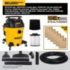 DEWALT 12 Gallon STEALTHSONIC Shop Vacuum Wet and Dry, 5.5 Peak HP Ultra Quiet Shop Vac with Powerful Suction, Wet Dry Vacuum Cleaner DXV12P-QTE with 6 Dust Bags for Jobsite, Garage, Workshop & Auto