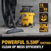 DEWALT 12 Gallon STEALTHSONIC Shop Vacuum Wet and Dry, 5.5 Peak HP Ultra Quiet Shop Vac with Powerful Suction, Wet Dry Vacuum Cleaner DXV12P-QTE with 6 Dust Bags for Jobsite, Garage, Workshop & Auto