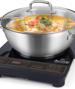 Duxtop 1800W Portable Induction Cooktop, Countertop Burner Included 5.7 Quarts Professional Stainless Steel Cooking Pot with Lid, Heavy Impact-bonded Bottom