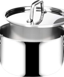 Duxtop 6.5 Quart Stainless Steel Stock Pot with Lid, 3-Ply Cooking Pot for Soup, Rice, Stew, Oven and Dishwasher Safe, Compatible with Induction, Ceramic, Halogen, Gas Stove