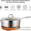 Duxtop Ceramic Non-stick Sauté Pan, Induction Stainless Steel Sauté Pan, 5.5-Qt Deep Skillet with Lid, Professional Grade and Impact-bonded Technology, FUSION Ti