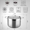 Duxtop Whole-Clad Tri-Ply Stainless Steel Stockpot with Lid, 8 Quart, Kitchen Induction Cookware