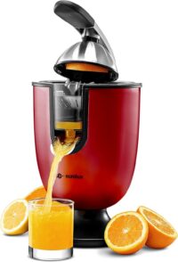 Eurolux Electric orange juicer squeezer Pro Stainless Steel Citrus Juicer with Soft Grip Handle for Effortless Juicing, Also Fits Lime & Grapefruit Auto Shutoff, Dishwasher-safe Parts, Pulp Control